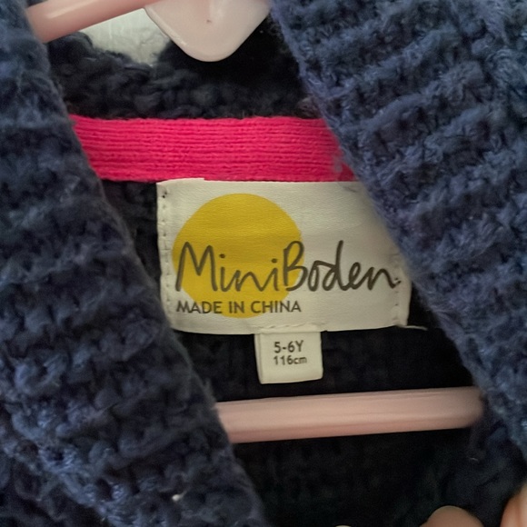Mini Boden Girls Blue Hooded Cable Knit Sweater Cardigan Size 5-6Y - Picture 3 of 5